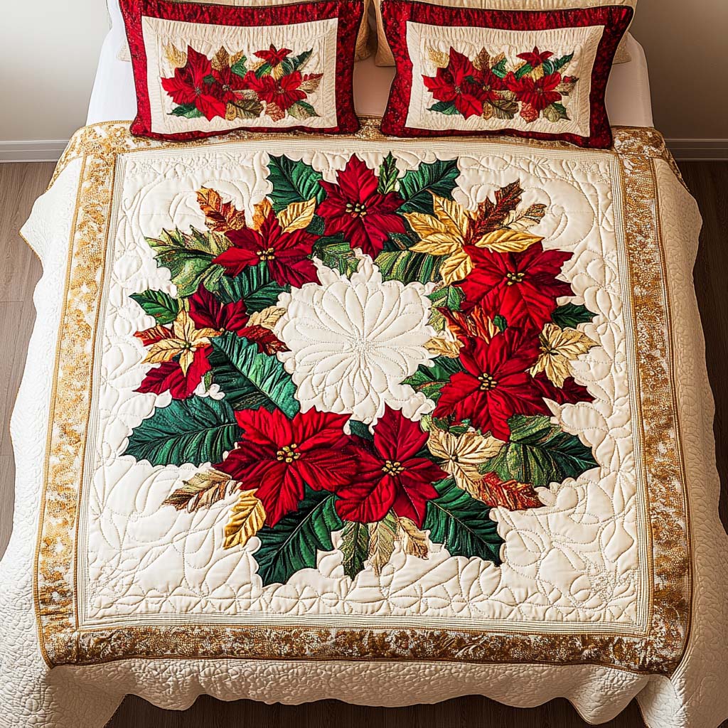 Winter Wreath 3-Piece Quilted Bedding Set NCU0NT2325