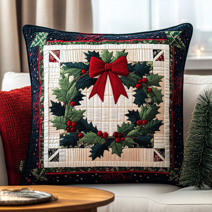 Winter Wreath Bliss Quilted Pillow Case NCU0PT2228