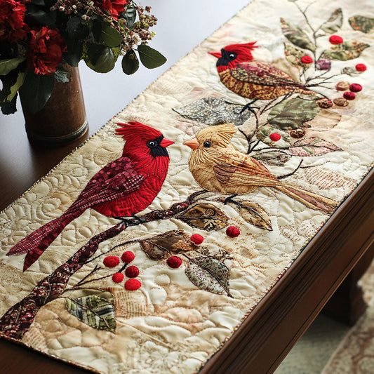 Winterberry Cardinals Quilted Table Runner NCU0NT4986