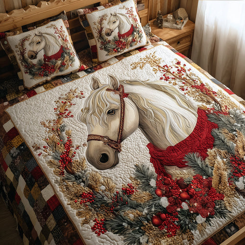 Winterberry Horse 3-Piece Quilted Bedding Set NCU0TH3721