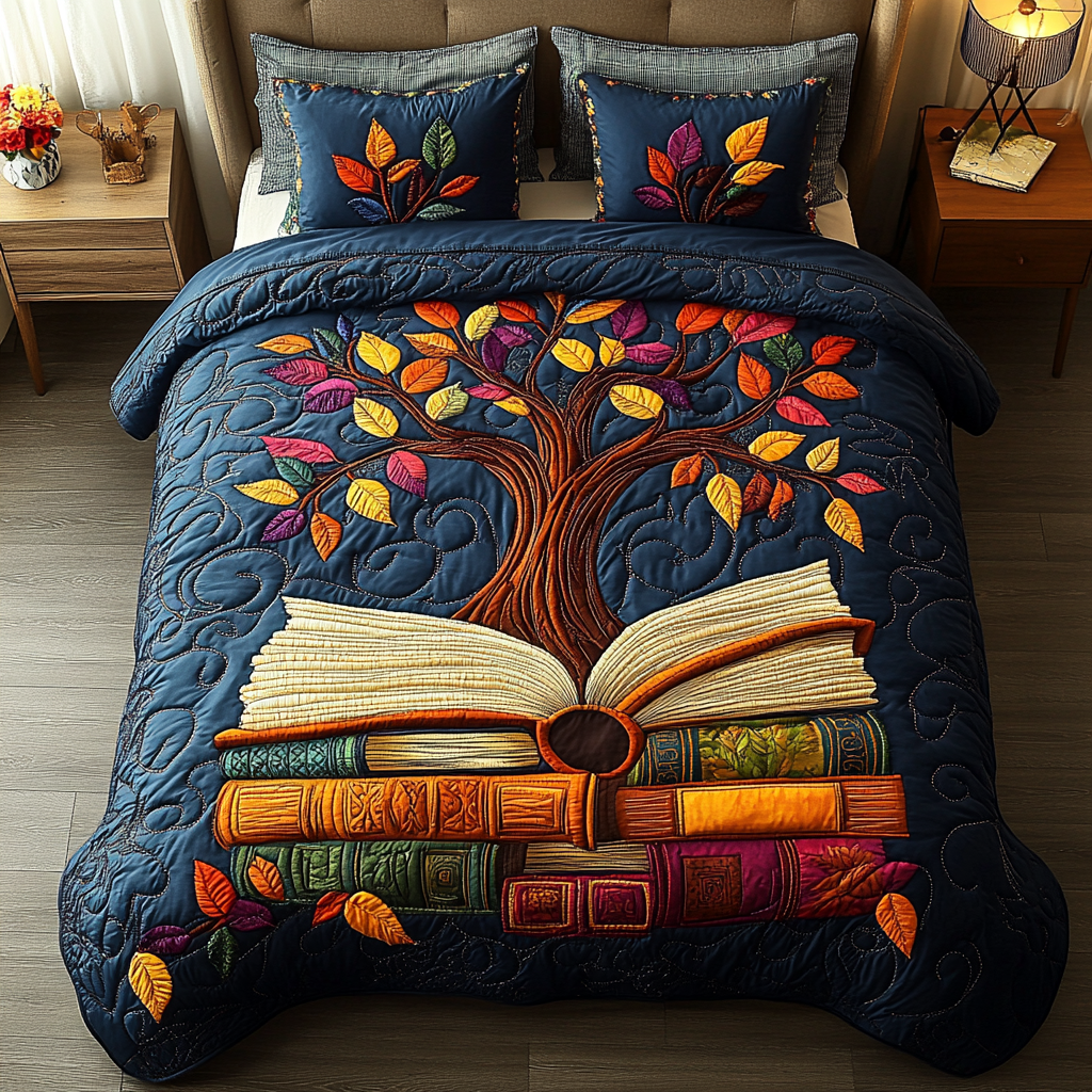 Wisdom Leaves 3-Piece Quilted Bedding Set NCU0DK10373