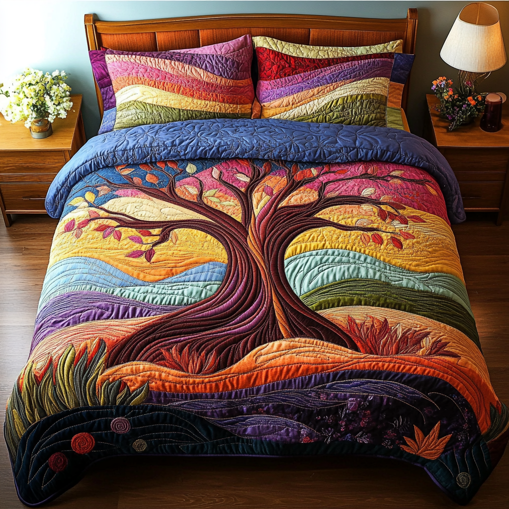 Wisdom Tree 3-Piece Quilted Bedding Set NCU0DK7711 – Vantique