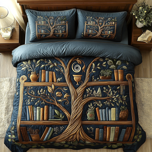 Wisdom Tree 3-Piece Quilted Bedding Set NCU0VL1257