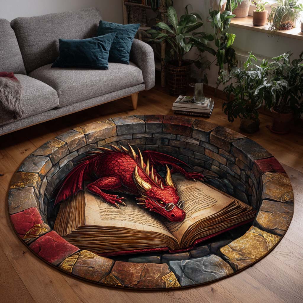 Wise Crimson Dragon Round Carpet NCU0HH1920