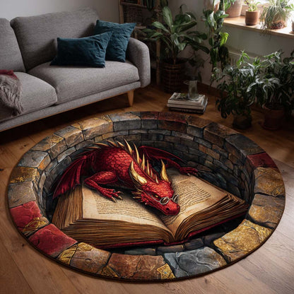 Wise Crimson Dragon Round Carpet NCU0HH1920