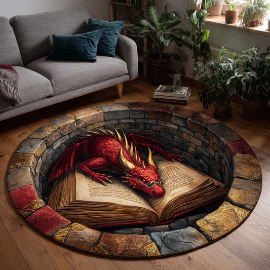 Wise Crimson Dragon Round Carpet NCU0HH1920