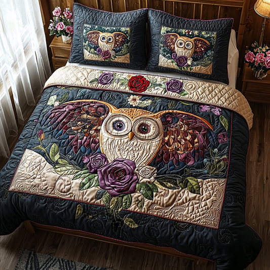 Wise Owl 3-Piece Quilted Bedding Set NCU0DV6168