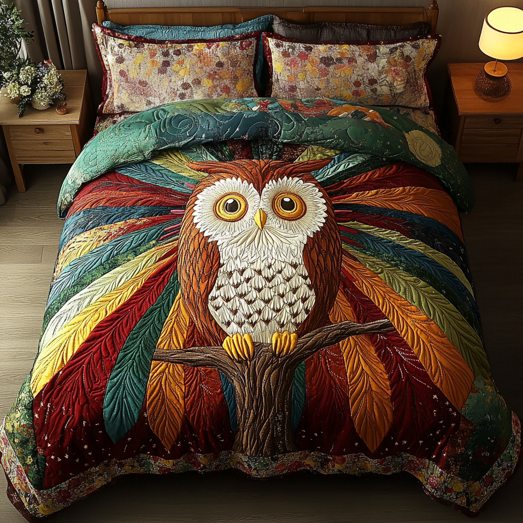 Wise Wings 3-Piece Quilted Bedding Set NCU0DK4558