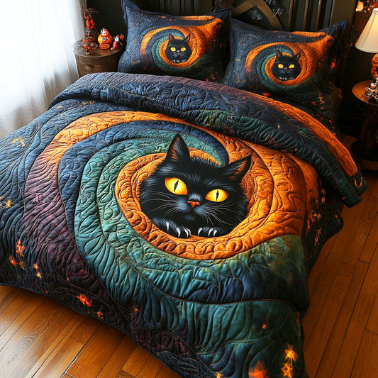 Witch Cat 3-Piece Quilted Bedding Set NCU0TD515