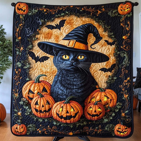 Witch Cat Glow Quilted Blanket NCU0NT9529