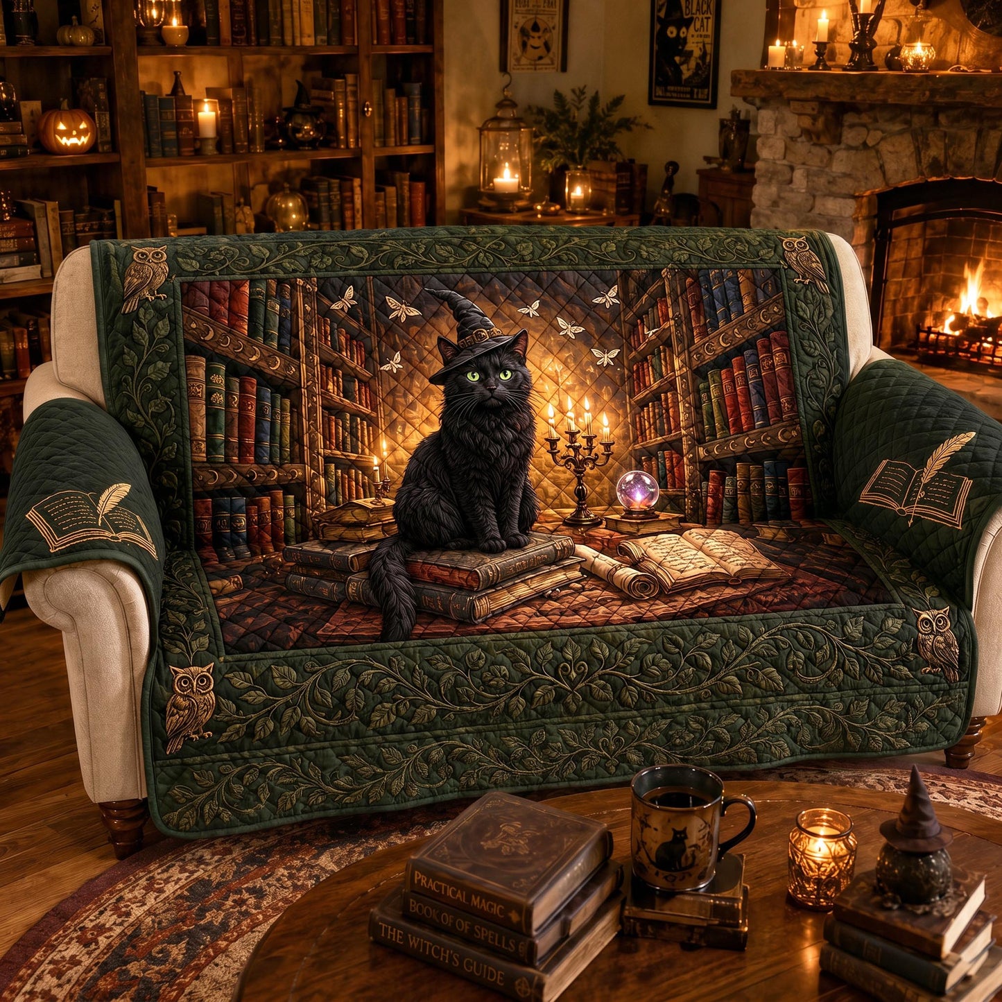 Witch Library Quilted Sofa Cover NCU0TD2917