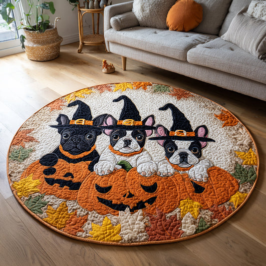 Witchy French Bulldog Quilted Round Mat NCU0HH561
