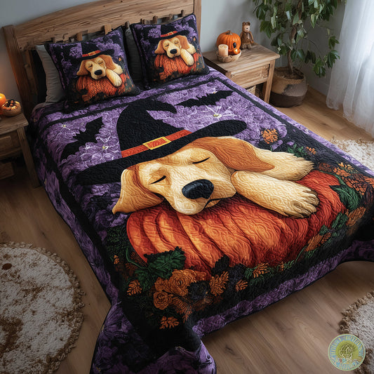 Witchy Golden Retriever Quilted Bedding Set NCU0TH3264