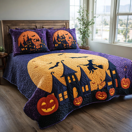 Witchy Moon Night 3-Piece Quilted Bedding Set NCU0VL3685