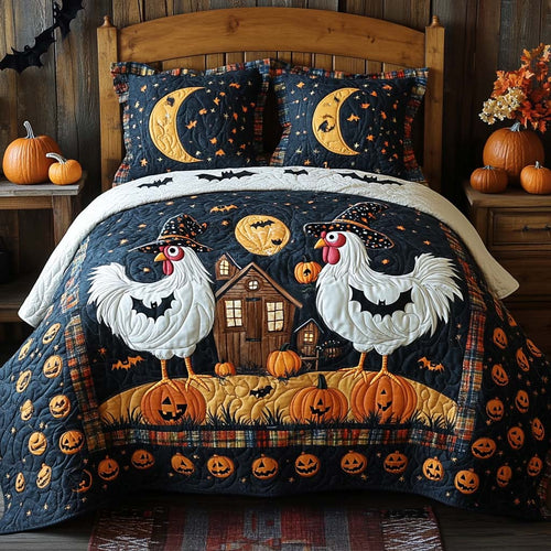 Witchy Pumpkin Lane 3-Piece Quilted Bedding Set NCU0XD231