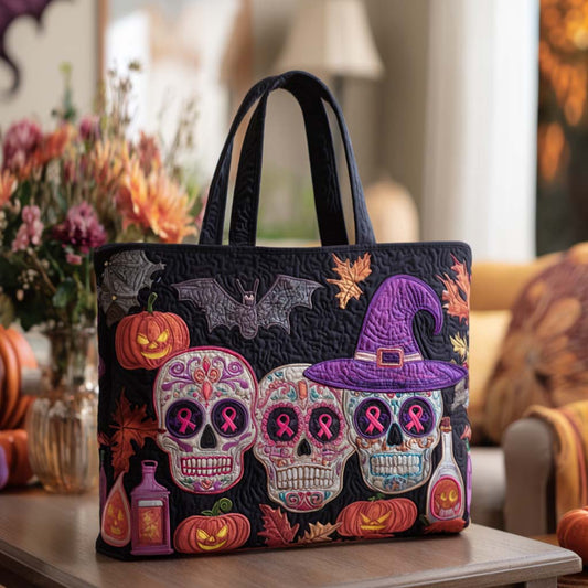 Witchy Skulls Bloom Quilted Tote Bag NCU0NT9458