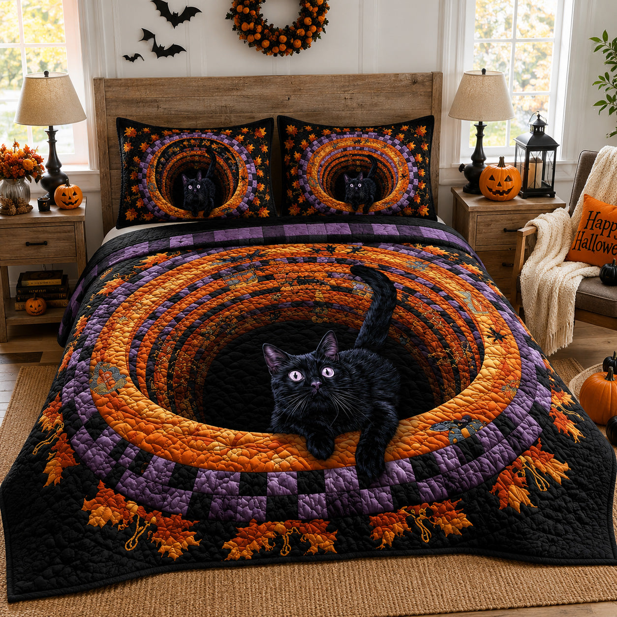 Witchy Whiskers 3-Piece Quilted Bedding Set NCU0VL3588