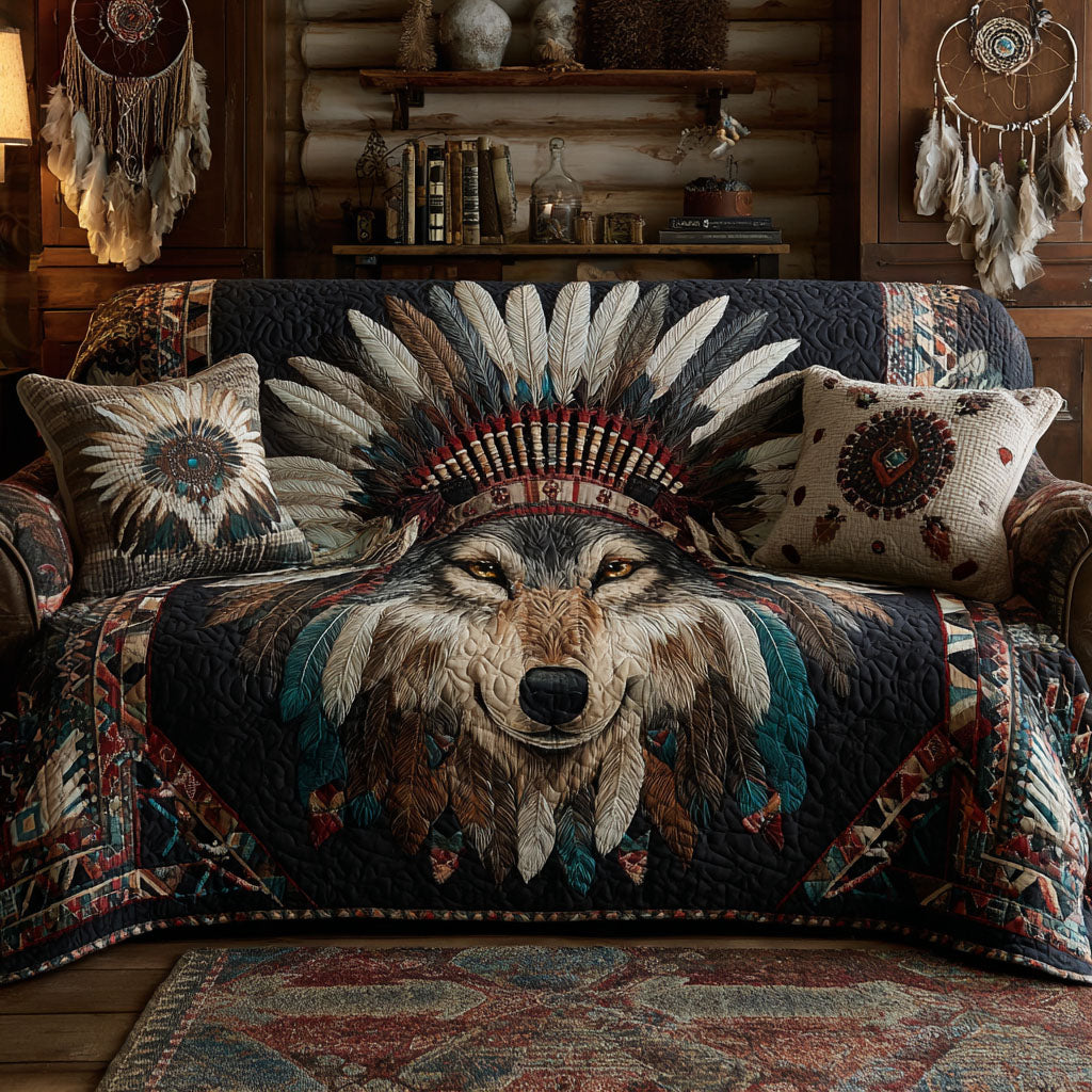 Wolf Chief Quilted Sofa Cover NCU0TV866