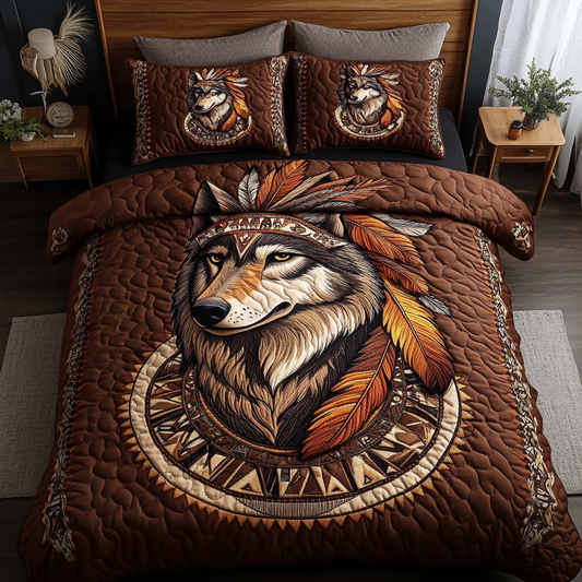 Wolf Ember 3-Piece Quilted Bedding Set NCU0DK10546