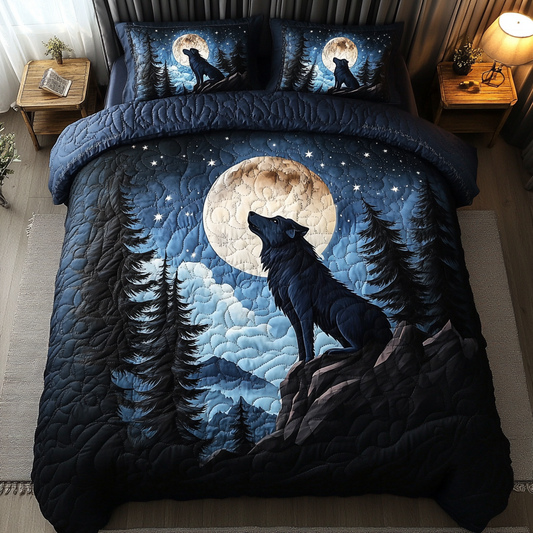 Wolf Forest 3-Piece Quilted Bedding Set NCU0DK8860