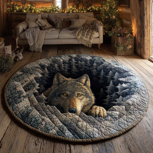 Wolf Grotto Snow Quilted Round Mat NCU0HH1461