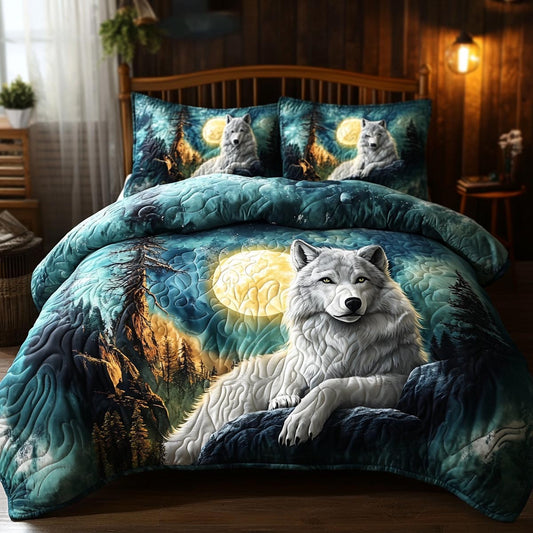 Wolf Guardian 3-Piece Quilted Bedding Set NCU0DV9559