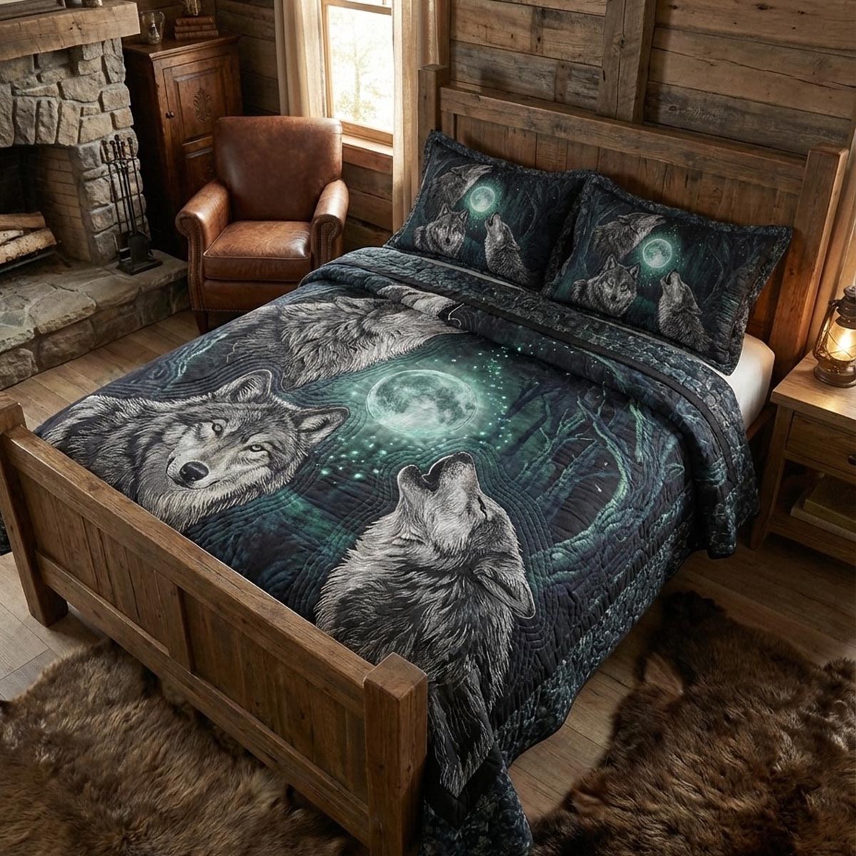 Wolf Haven 3-Piece Quilted Bedding Set NCU0DV9557