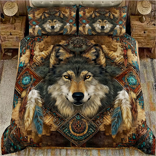 Wolf Heart 3-Piece Quilted Bedding Set NCU0DK11615