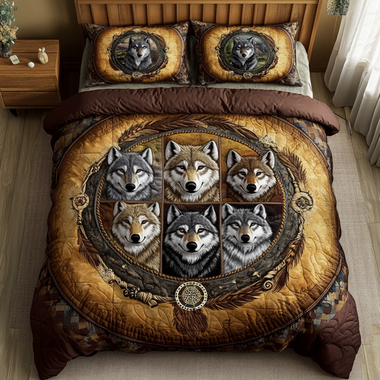 Wolf Heart 3-Piece Quilted Bedding Set NCU0DK8978