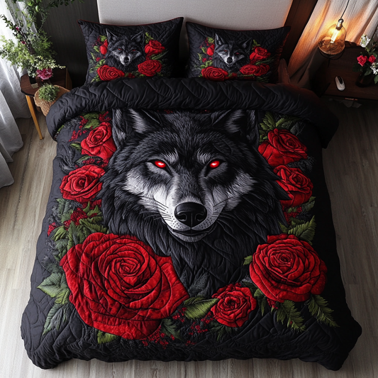 Wolf Howl 3-Piece Quilted Bedding Set NCU0DK8858