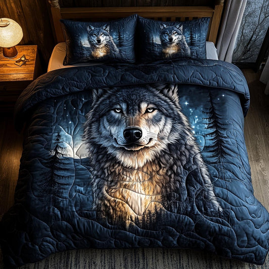 Wolf Legacy 3-Piece Quilted Bedding Set NCU0DV9555