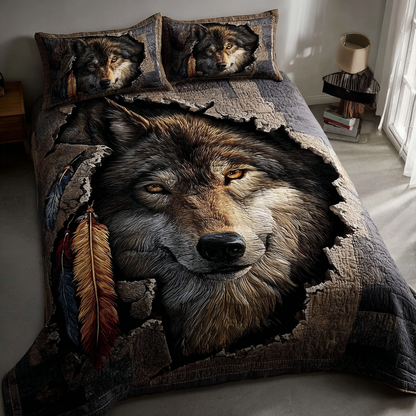 Wolf Mirage 3-Piece Quilted Bedding Set NCU0DK10549