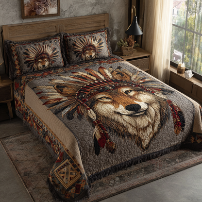 Wolf Moon 3-Piece Quilted Bedding Set NCU0DK10543
