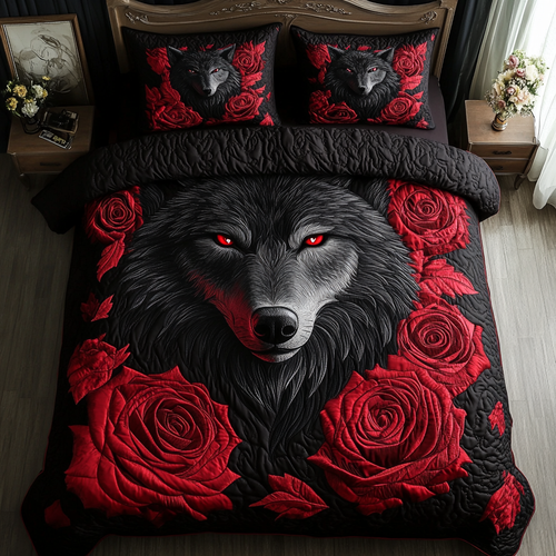 Wolf Pack 3-Piece Quilted Bedding Set NCU0DK8857