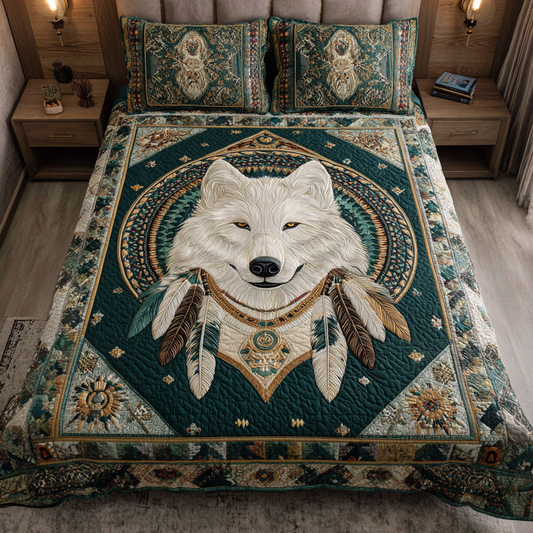 Wolf Path 3-Piece Quilted Bedding Set NCU0DK10547
