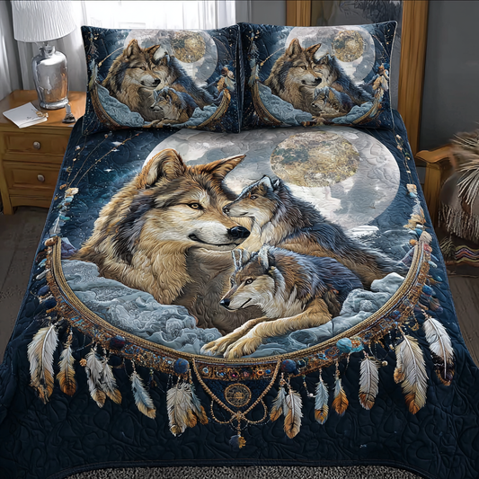 Wolf Realm 3-Piece Quilted Bedding Set NCU0DK10544