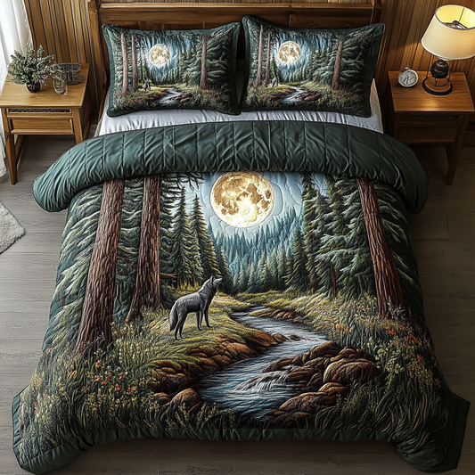 Wolf Serenity 3-Piece Quilted Bedding Set NCU0VH2368
