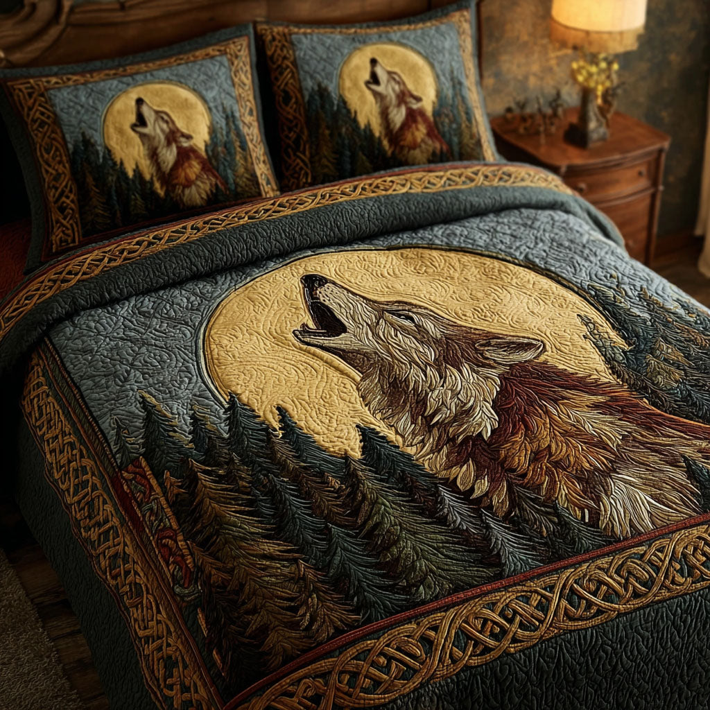 Wolf Shadow 3-Piece Quilted Bedding Set NCU0DK11614