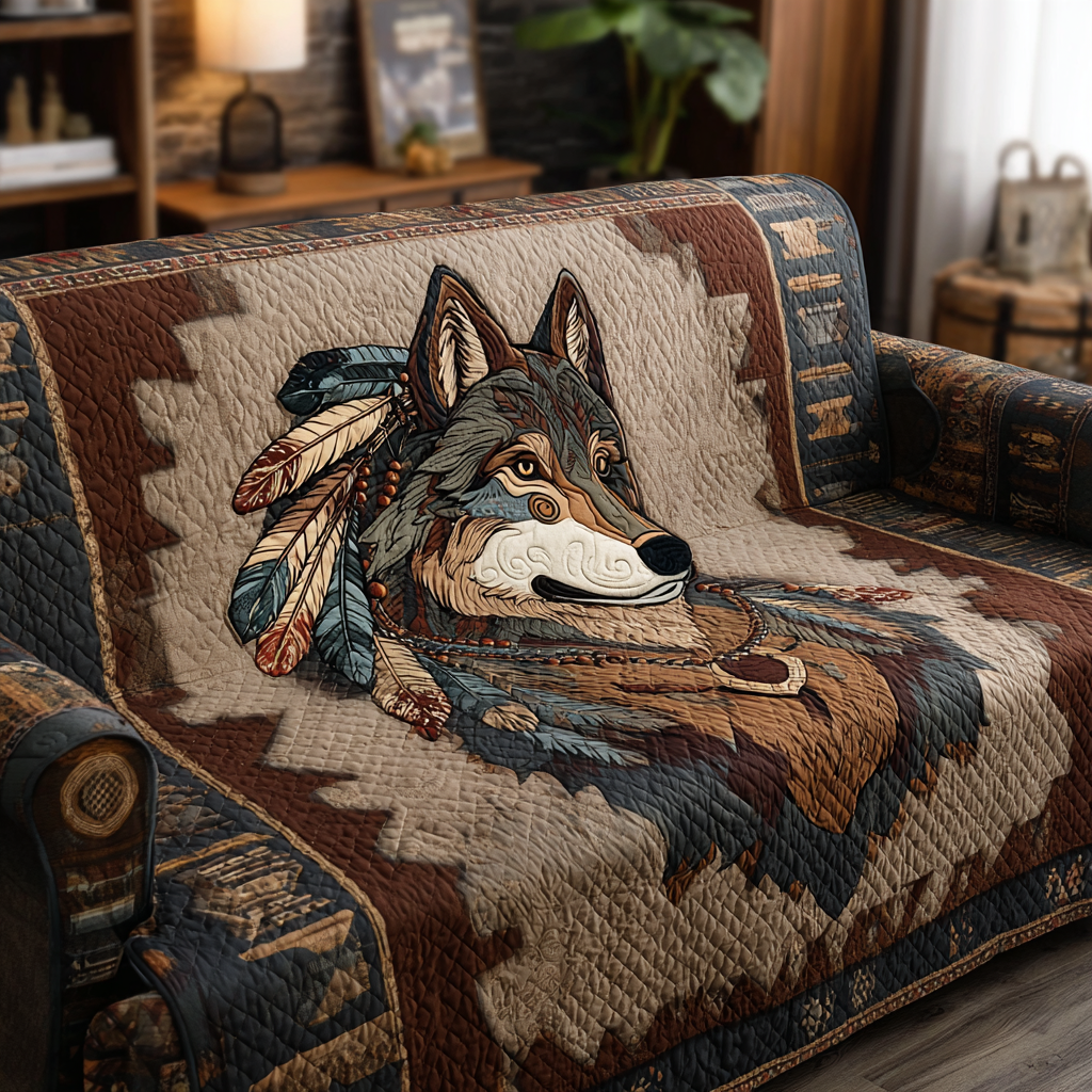 Wolf Shadow Quilted Sofa Cover NCU0DK10643