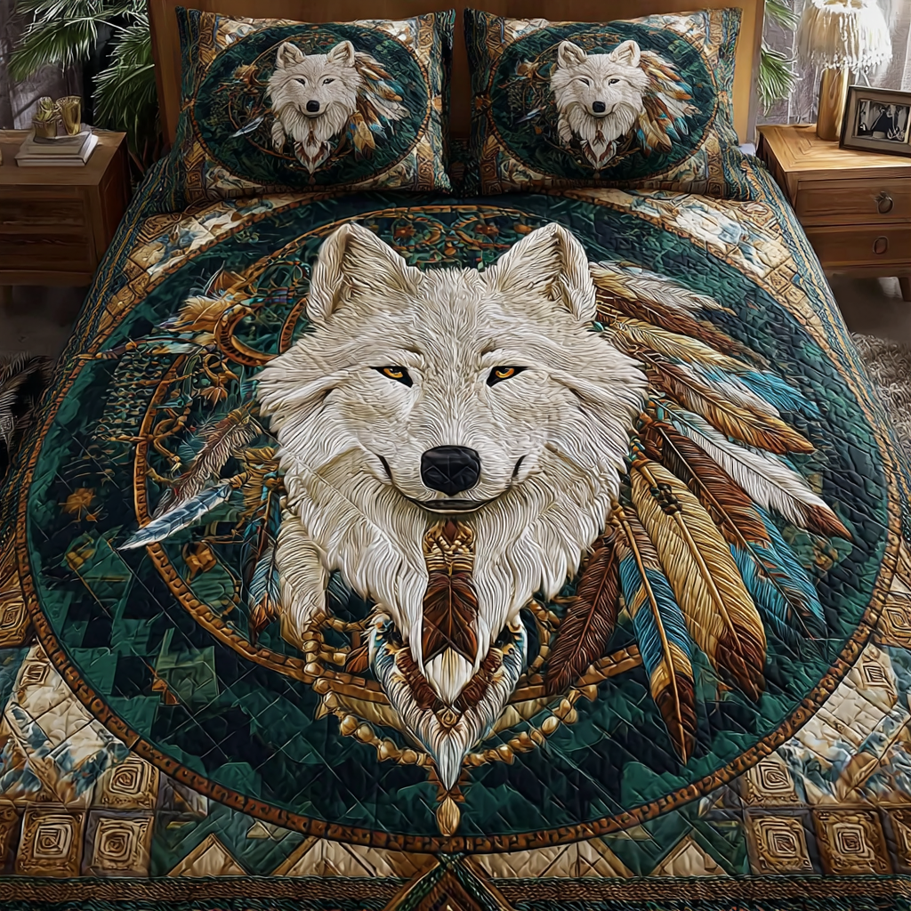 Wolf Soul 3-Piece Quilted Bedding Set NCU0DK10548