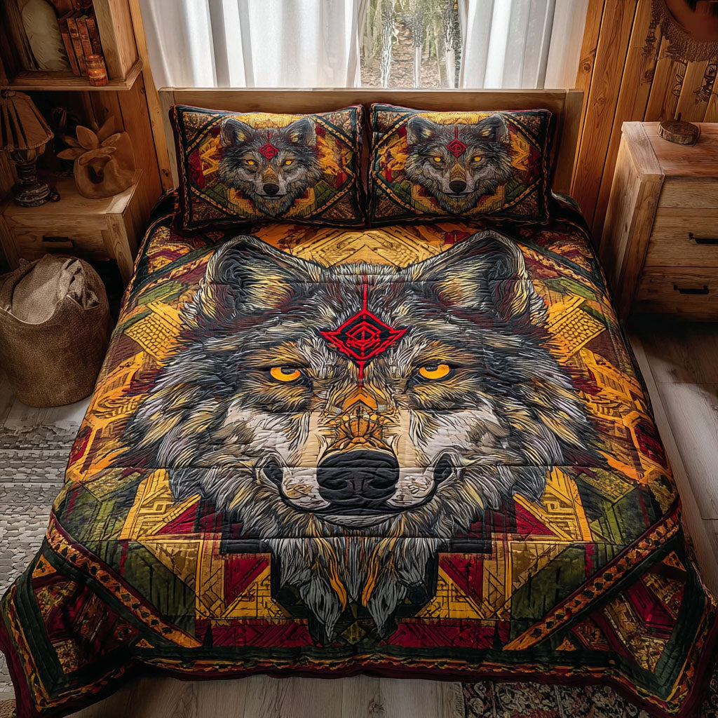 Wolf Spirit 3-Piece Quilted Bedding Set NCU0DK11611