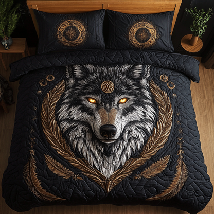 Wolf Spirit 3-Piece Quilted Bedding Set NCU0DK8854