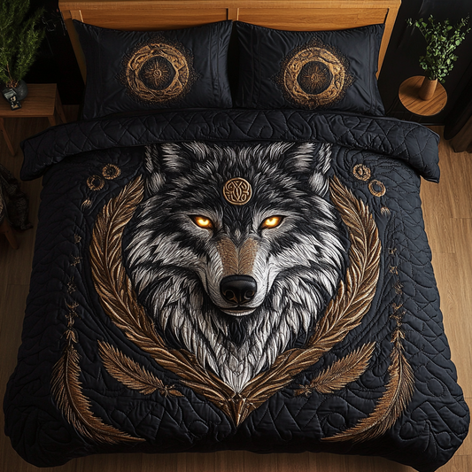 Wolf Spirit 3-Piece Quilted Bedding Set NCU0DK8854