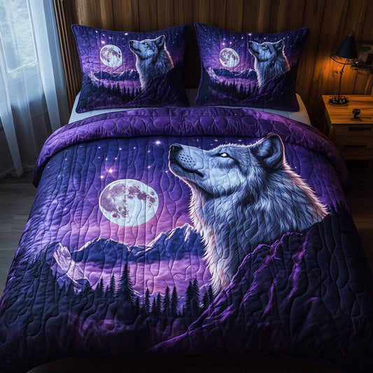Wolf Spirit 3-Piece Quilted Bedding Set NCU0DV9551