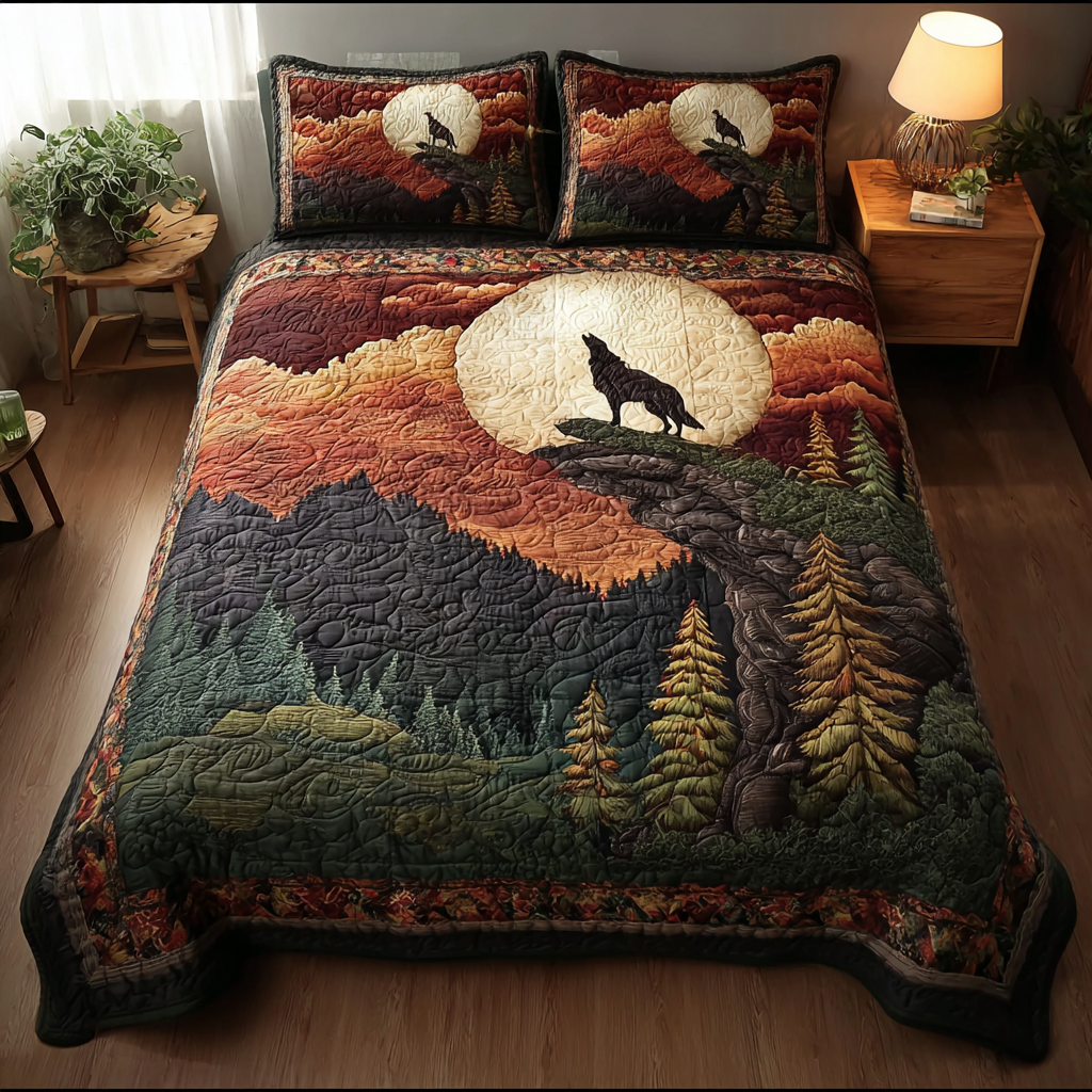 Wolf Tracks 3-Piece Quilted Bedding Set NCU0DK8855