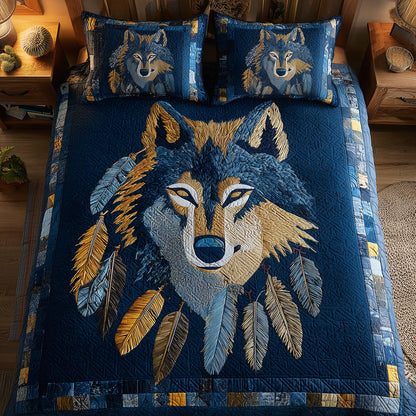 Wolf Watcher 3-Piece Quilted Bedding Set NCU0TH3625