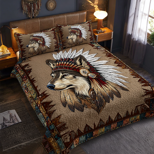 Wolf Whisper 3-Piece Quilted Bedding Set NCU0DK10542
