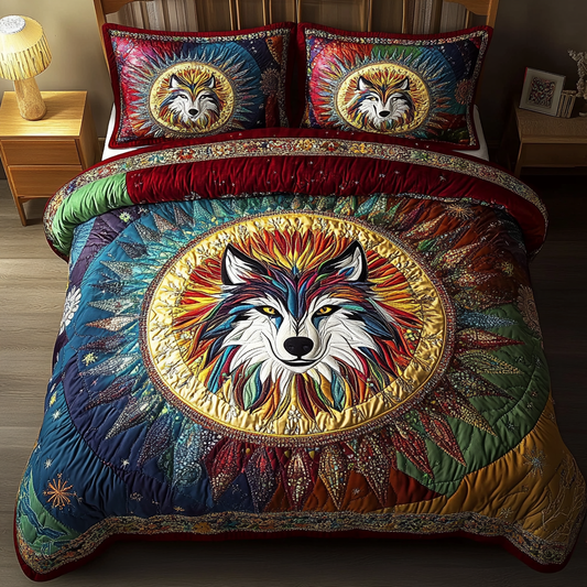 Wolf Whisper 3-Piece Quilted Bedding Set NCU0DK4158