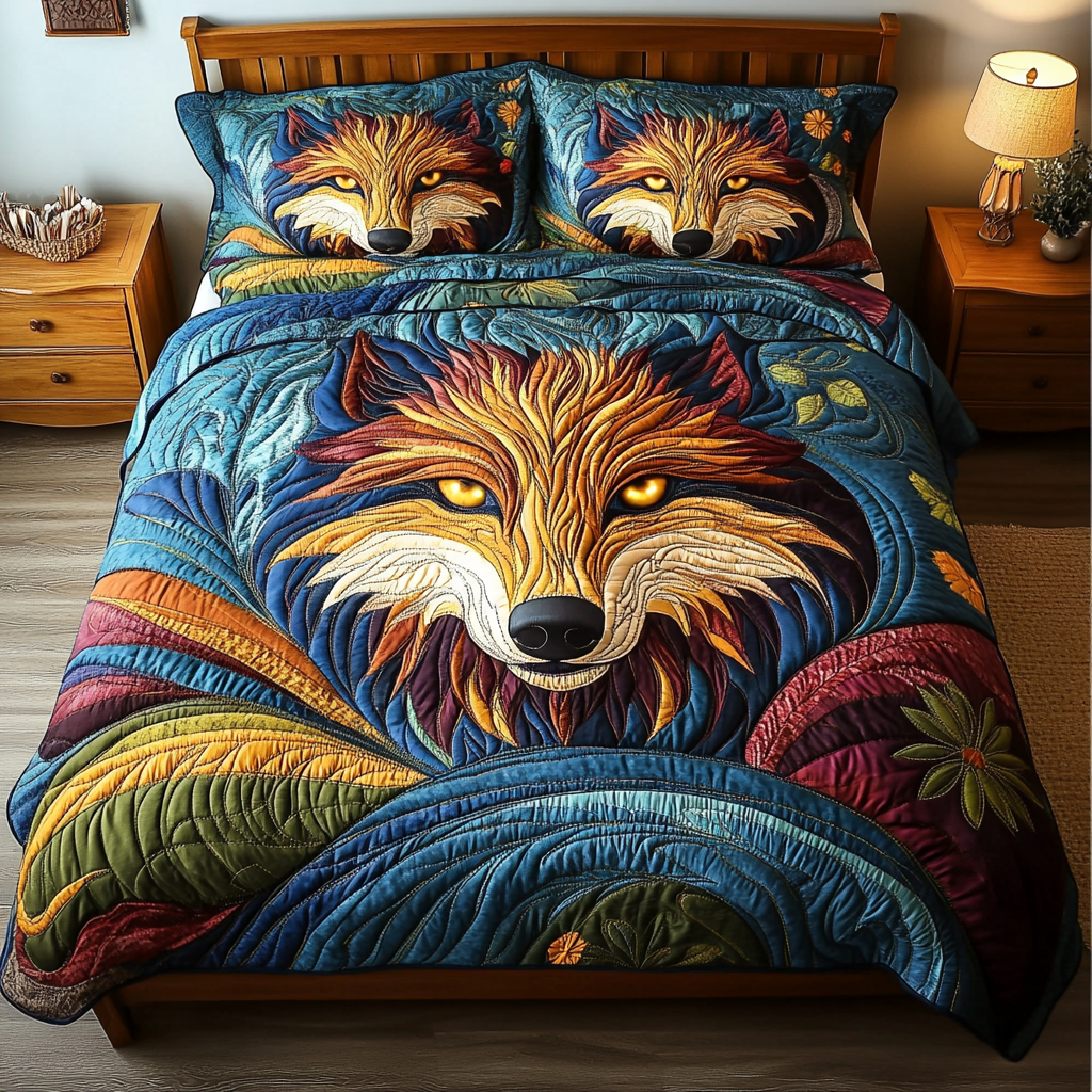 Wolf of the Forest Quilted Bedding Set NCU0DK6497