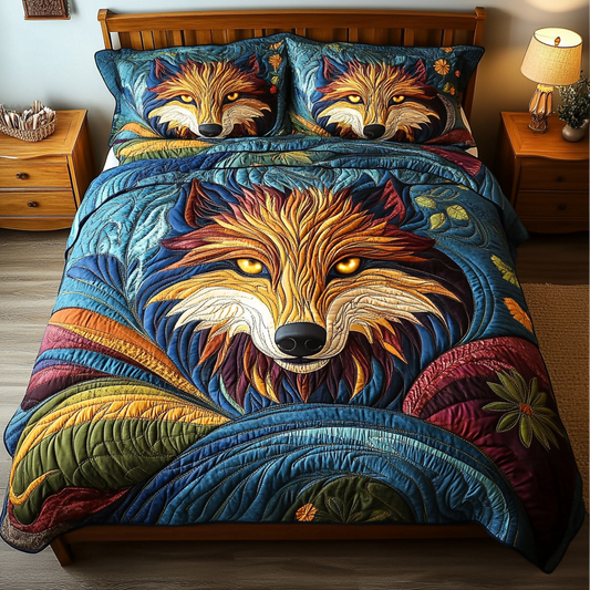 Wolf of the Forest Quilted Bedding Set NCU0DK6497